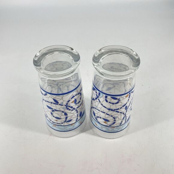 Set of 2 Pfaltzgraff Monaco Blue Mosaic Tumbler 16 oz 6 1/4" Tall - Picture 4 of 4